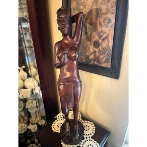 Vintage Hand Carved Wooden African Woman
